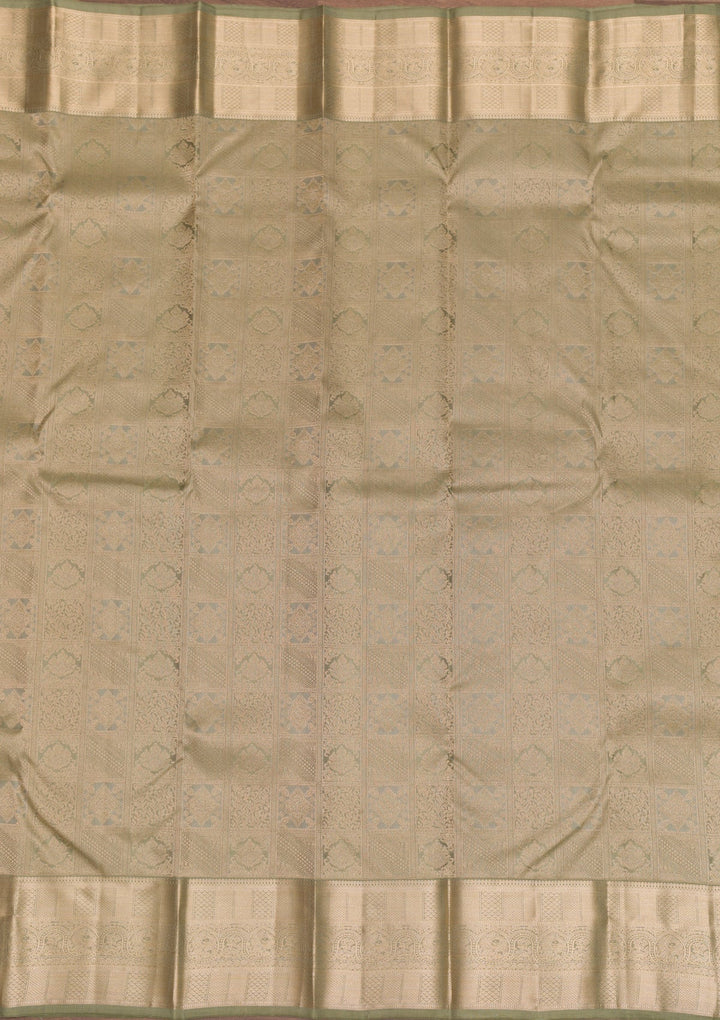 Pista Green Zariwork Pure Silk Saree-Koskii
