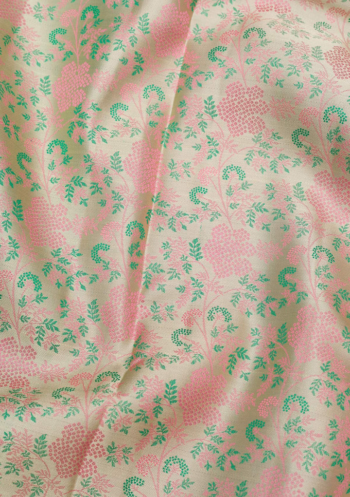 Pista Green Zariwork Pure Silk Saree-Koskii
