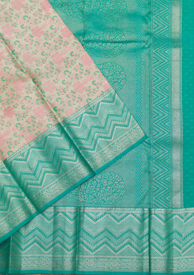 Pista Green Zariwork Pure Silk Saree-Koskii