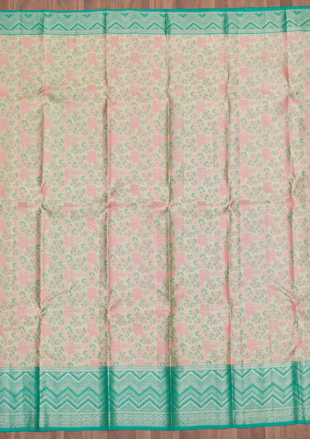 Pista Green Zariwork Pure Silk Saree-Koskii