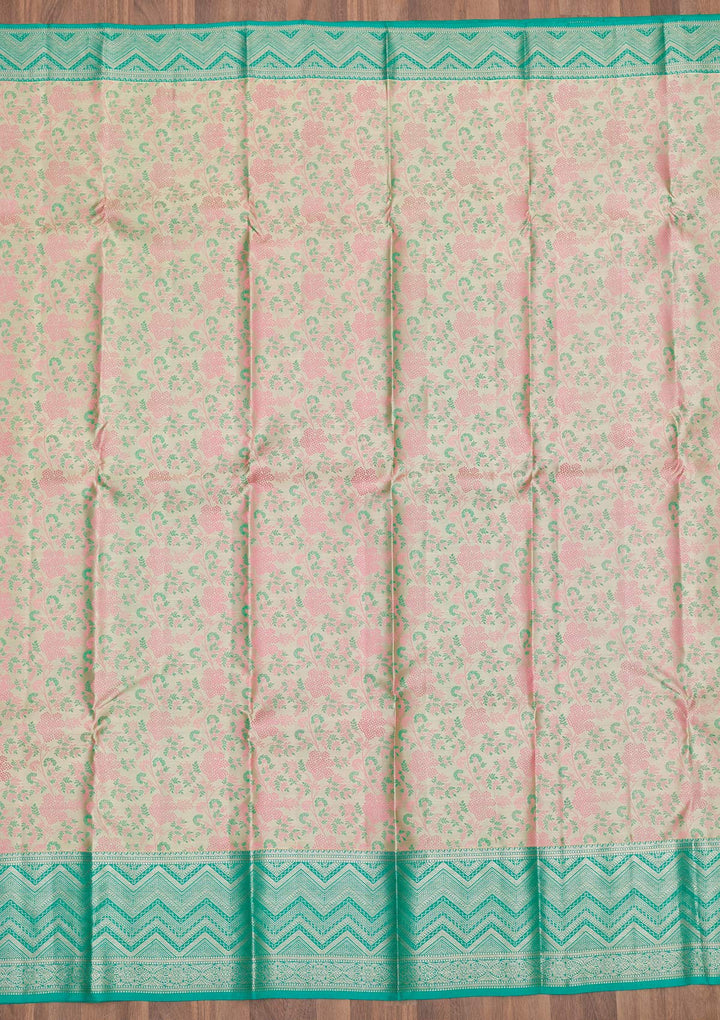 Pista Green Zariwork Pure Silk Saree-Koskii