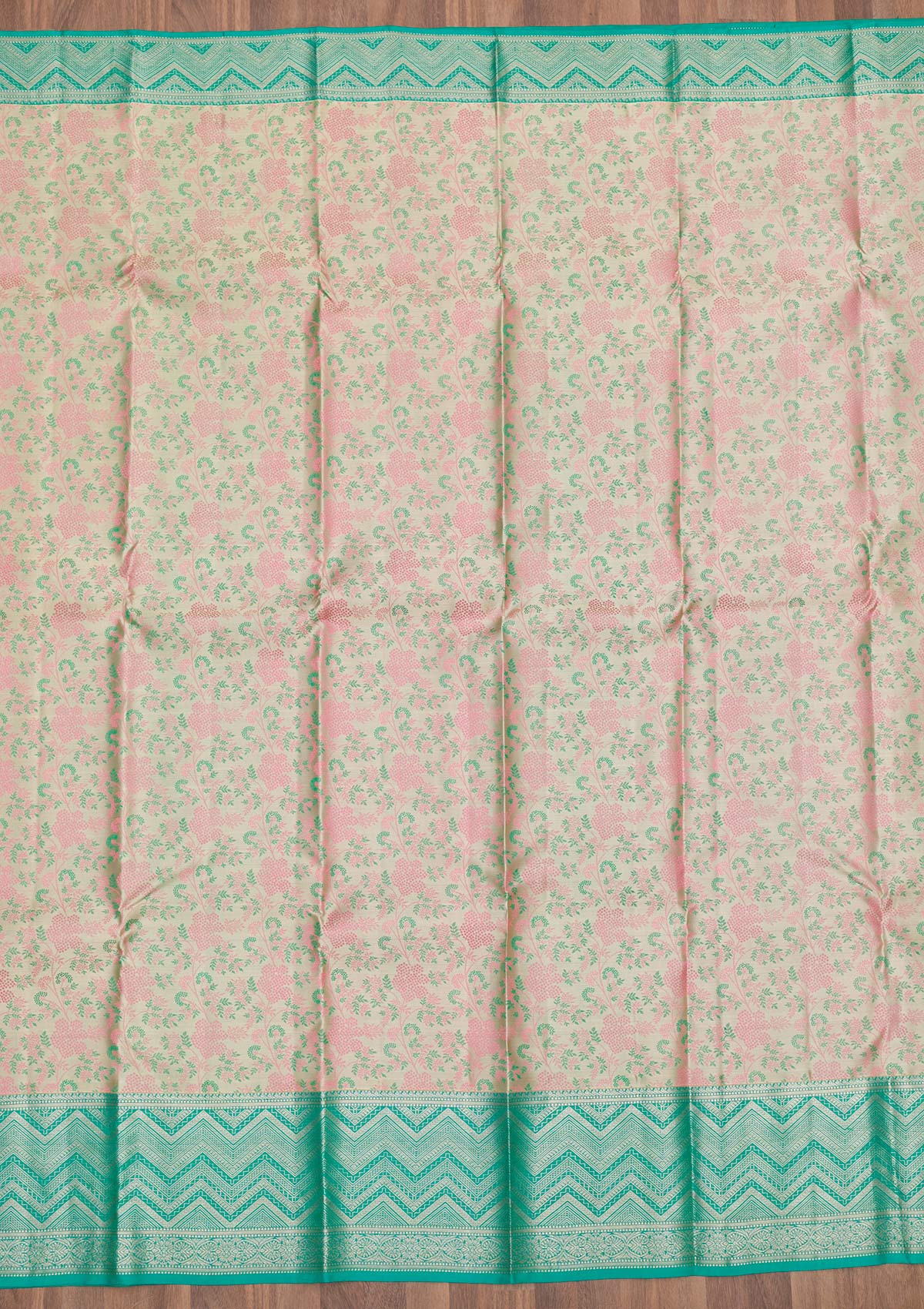 Pista Green Zariwork Pure Silk Saree-Koskii