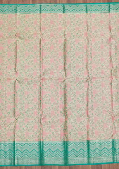 Pista Green Zariwork Pure Silk Saree-Koskii