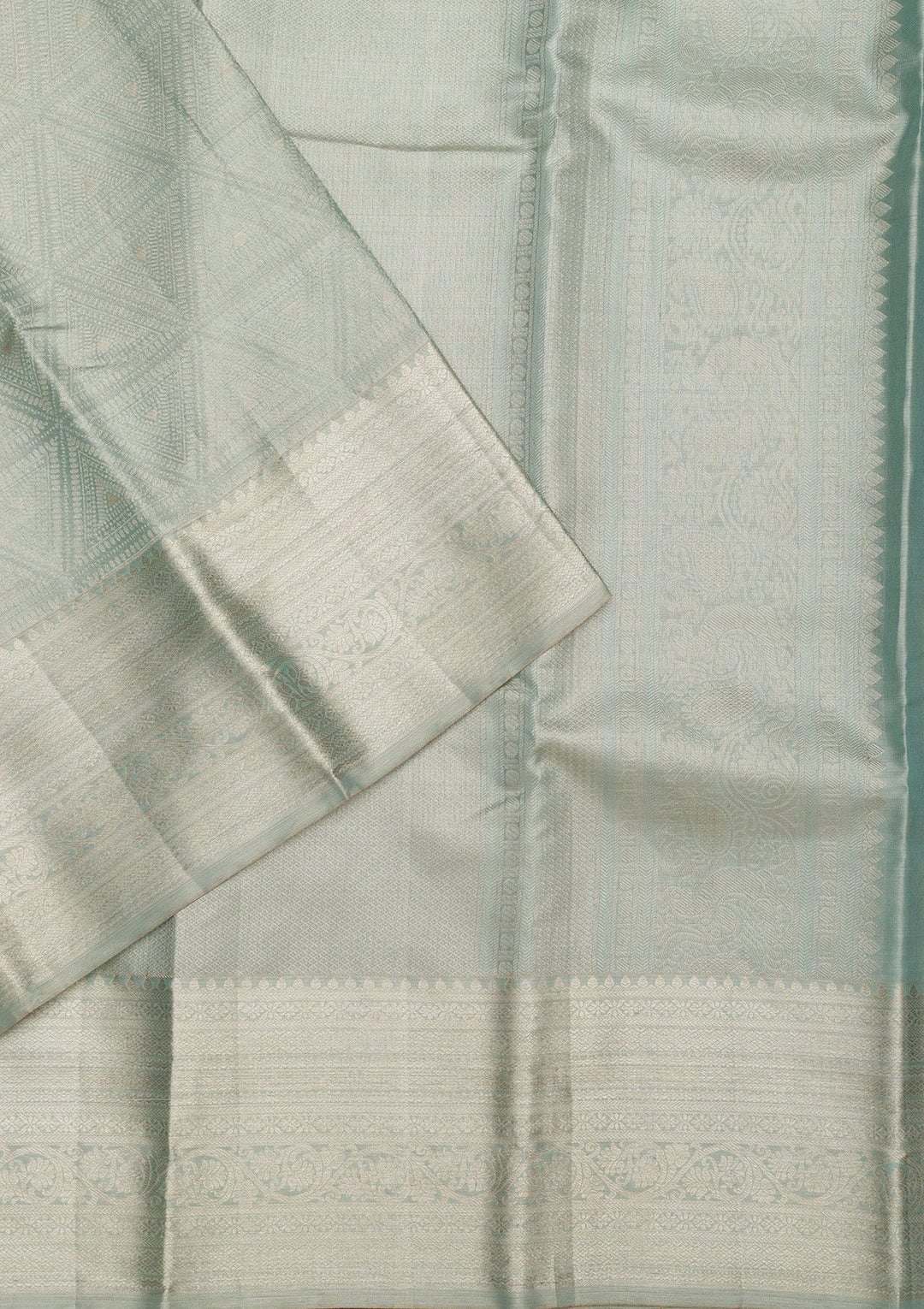 Pista Green Zariwork Pure Silk Saree-Koskii