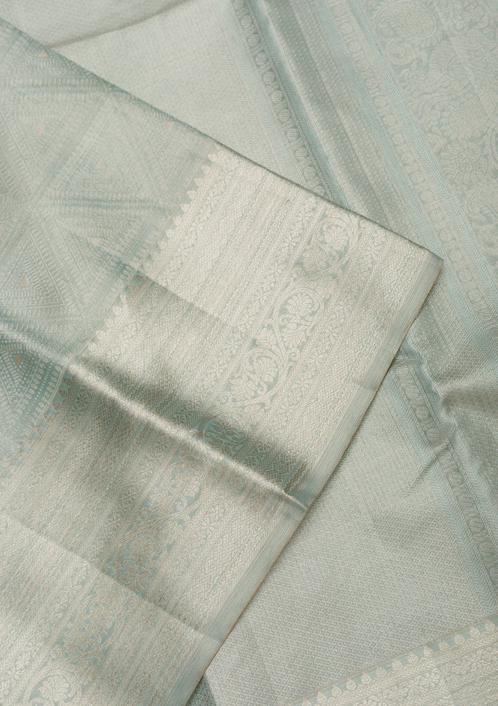 Pista Green Zariwork Pure Silk Saree-Koskii