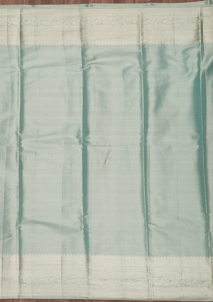 Pista Green Zariwork Pure Silk Saree-Koskii