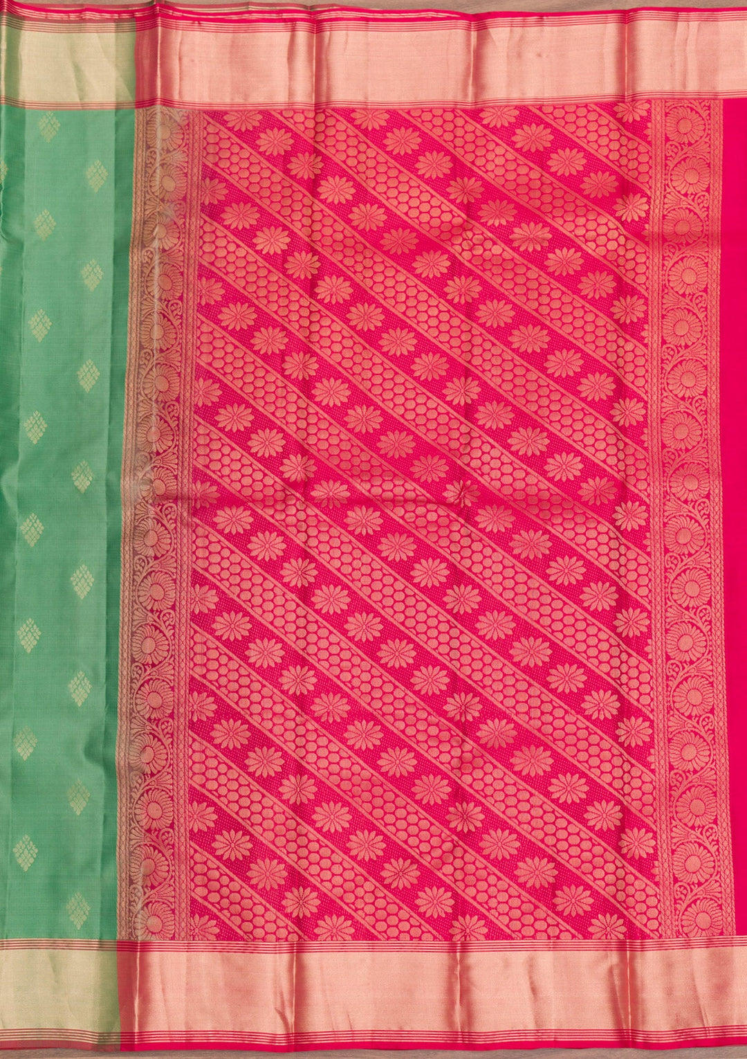 Pista Green Zariwork Pure Silk Saree-Koskii