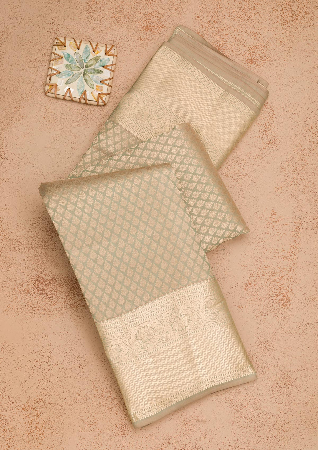 Pista Green Zariwork Pure Silk Saree-Koskii