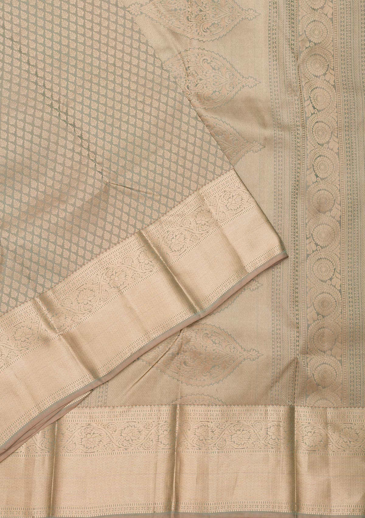 Pista Green Zariwork Pure Silk Saree-Koskii