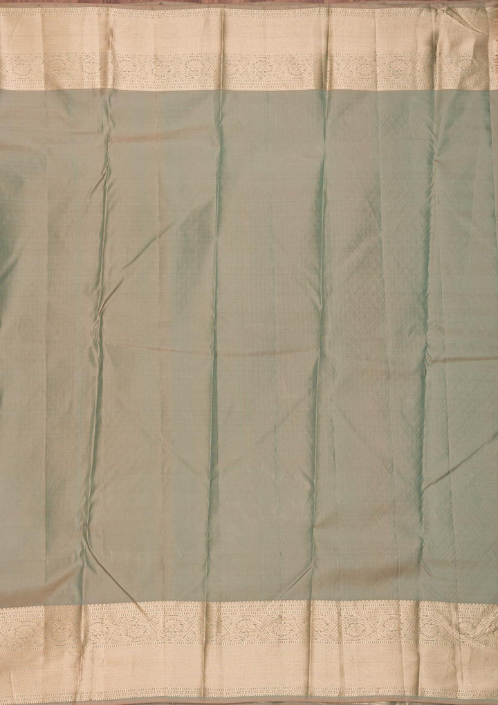 Pista Green Zariwork Pure Silk Saree-Koskii