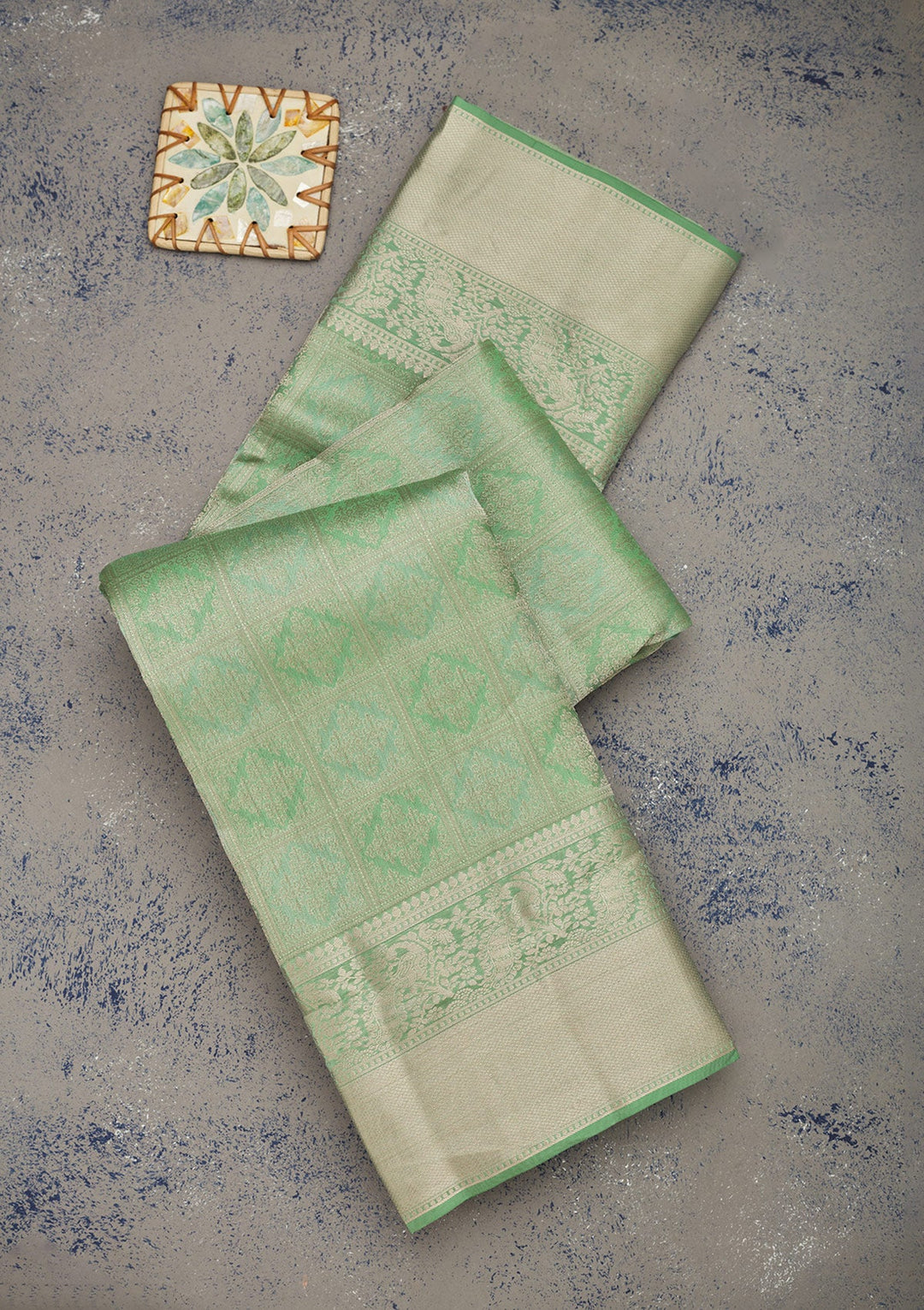 Pista Green Zariwork Pure Silk Saree-Koskii