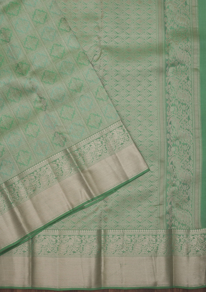 Pista Green Zariwork Pure Silk Saree