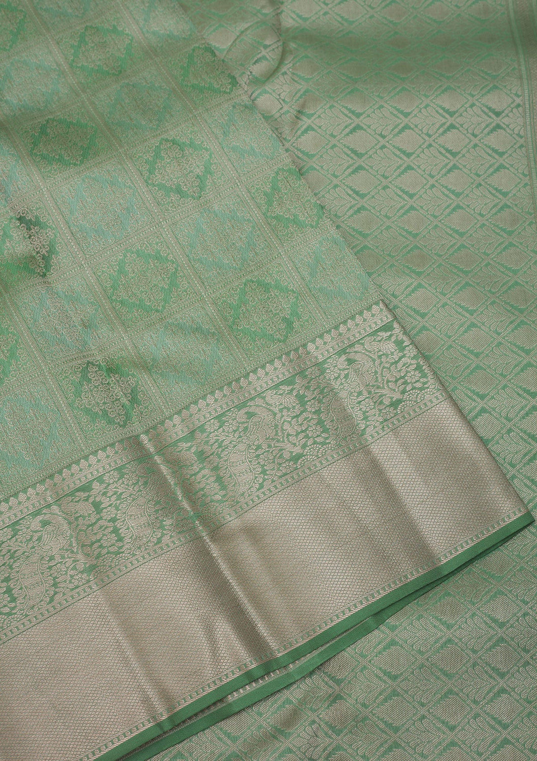 Pista Green Zariwork Pure Silk Saree