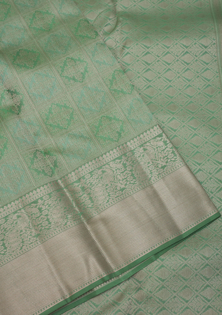 Pista Green Zariwork Pure Silk Saree