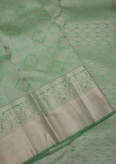 Pista Green Zariwork Pure Silk Saree