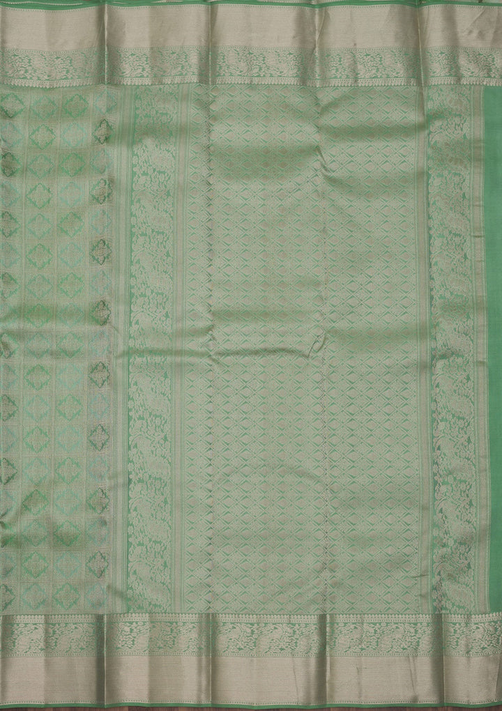 Pista Green Zariwork Pure Silk Saree