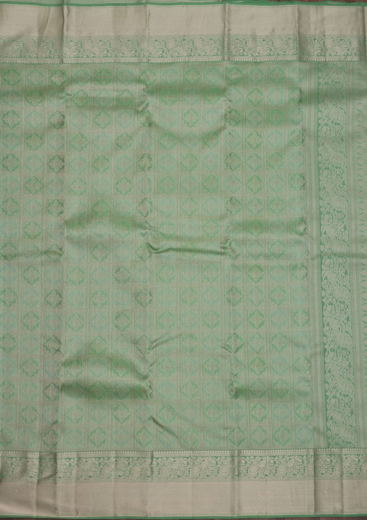 Pista Green Zariwork Pure Silk Saree
