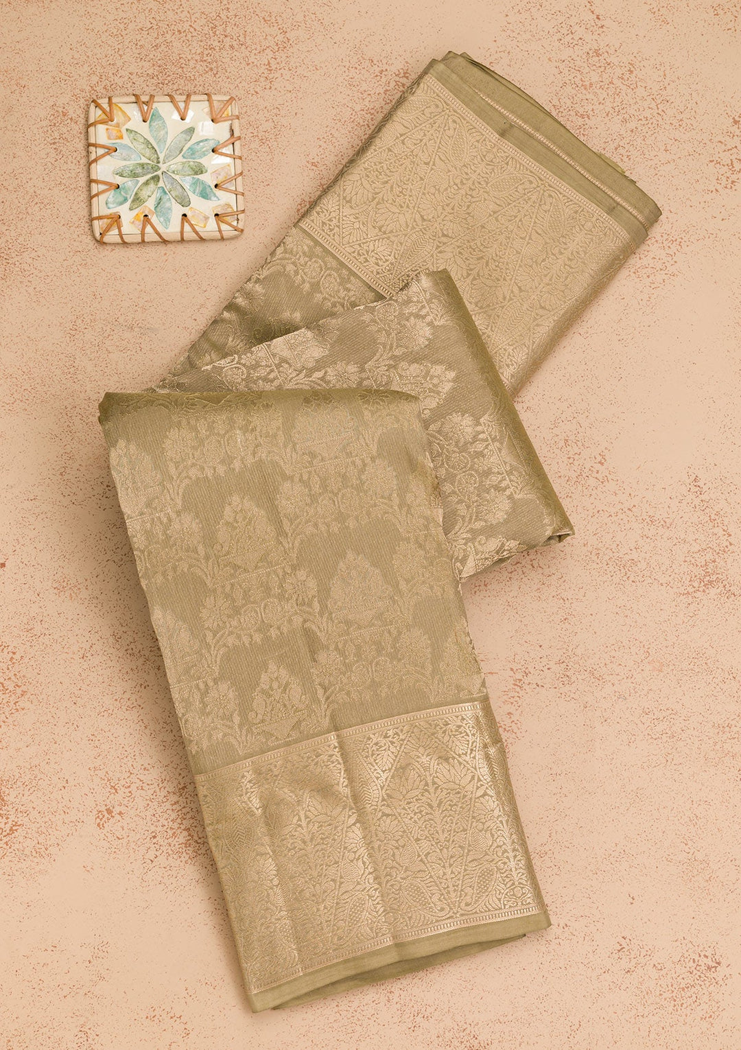 Pista Green Zariwork Pure Silk Saree-Koskii