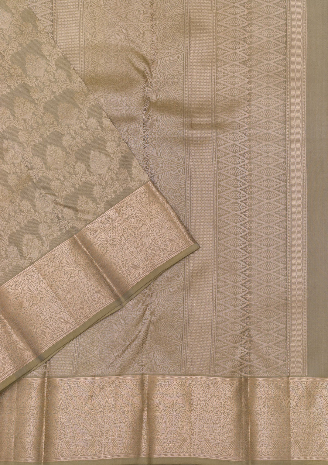 Pista Green Zariwork Pure Silk Saree-Koskii