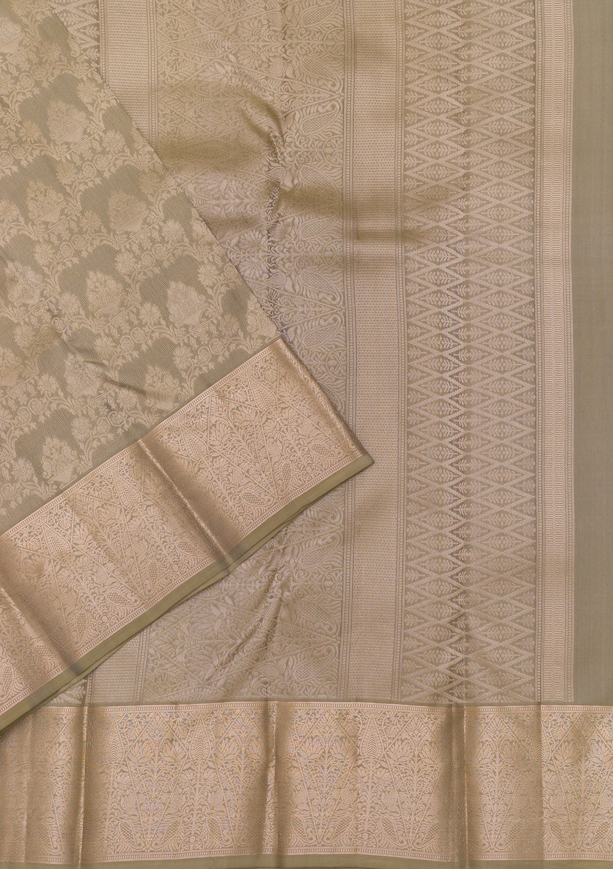 Pista Green Zariwork Pure Silk Saree-Koskii