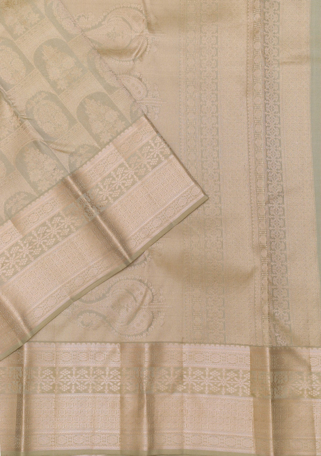 Pista Green Zariwork Pure Silk Saree-Koskii