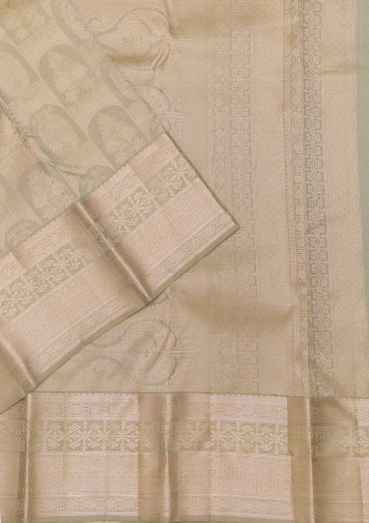 Pista Green Zariwork Pure Silk Saree-Koskii