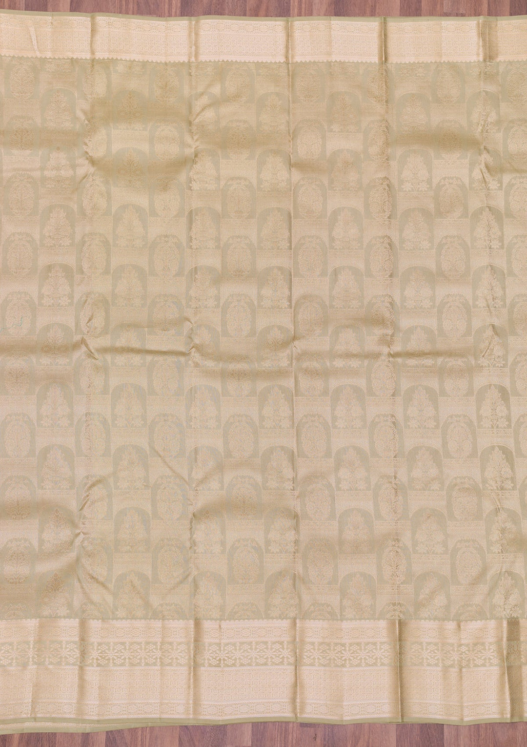 Pista Green Zariwork Pure Silk Saree-Koskii