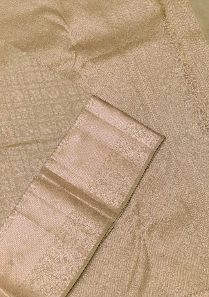 Pista Green Zariwork Pure Silk Saree-Koskii