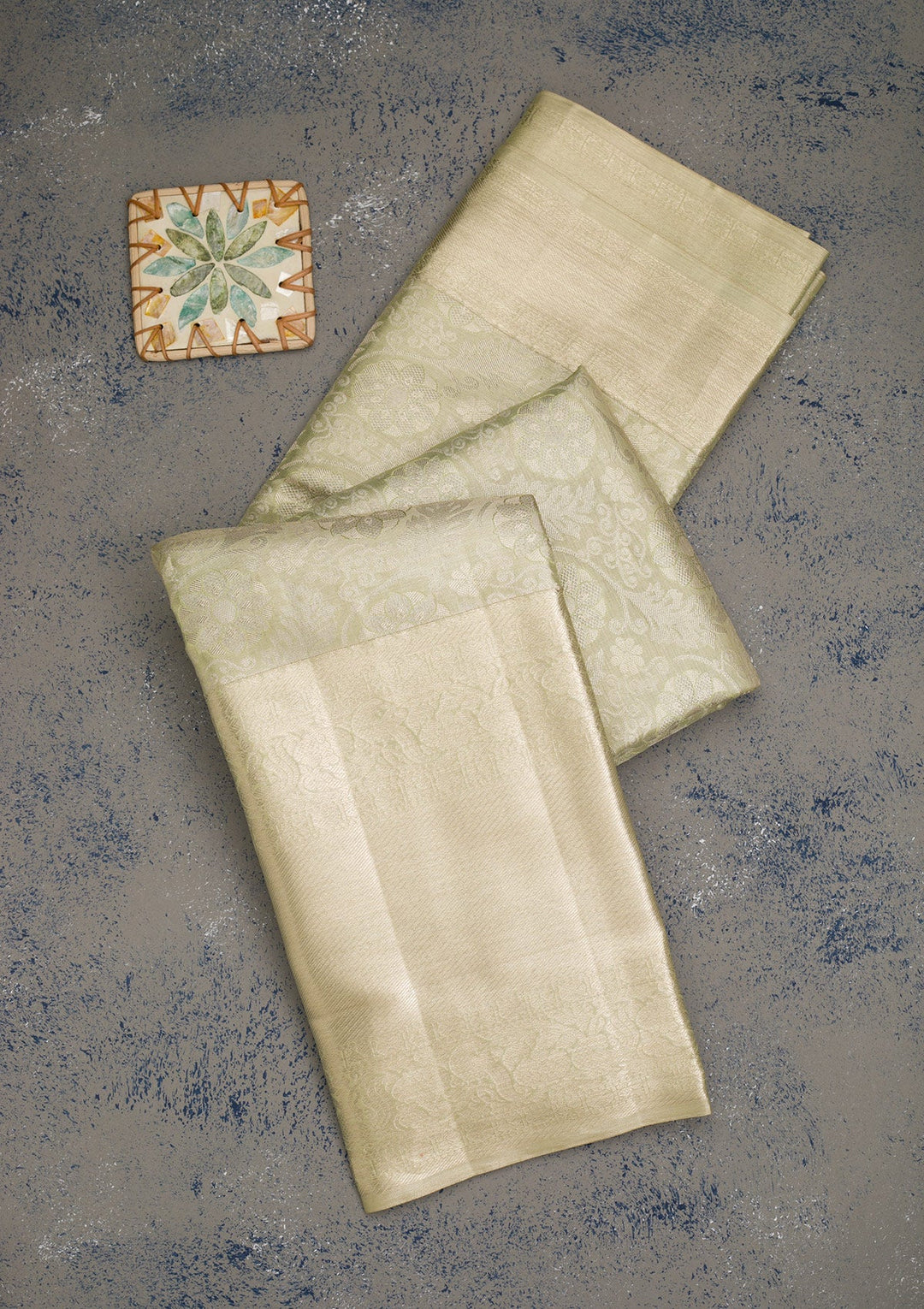 Pista Green Zariwork Pure Silk Saree-Koskii