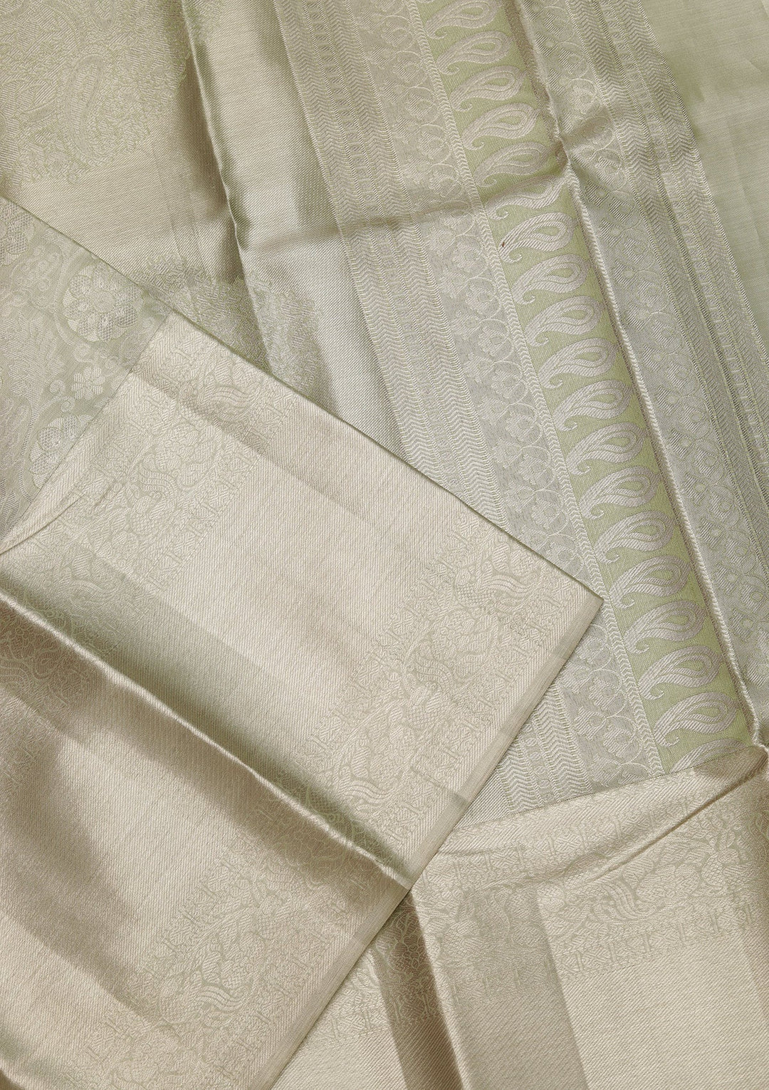 Pista Green Zariwork Pure Silk Saree-Koskii