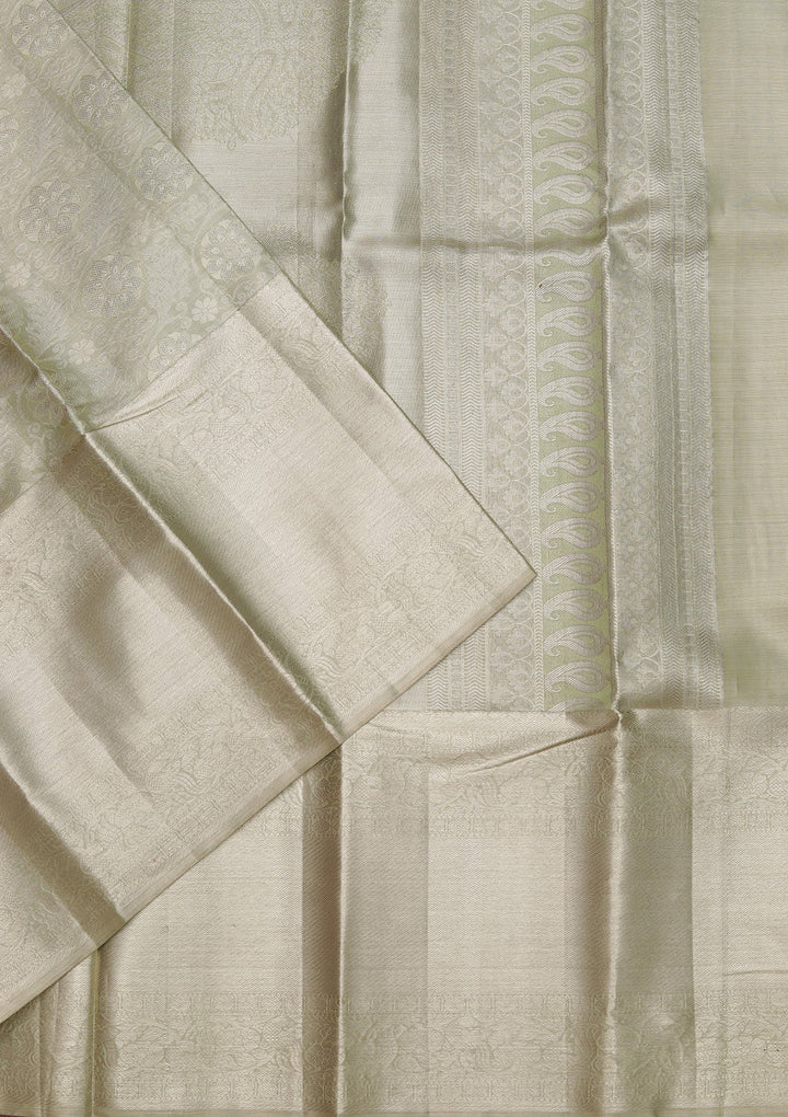 Pista Green Zariwork Pure Silk Saree-Koskii