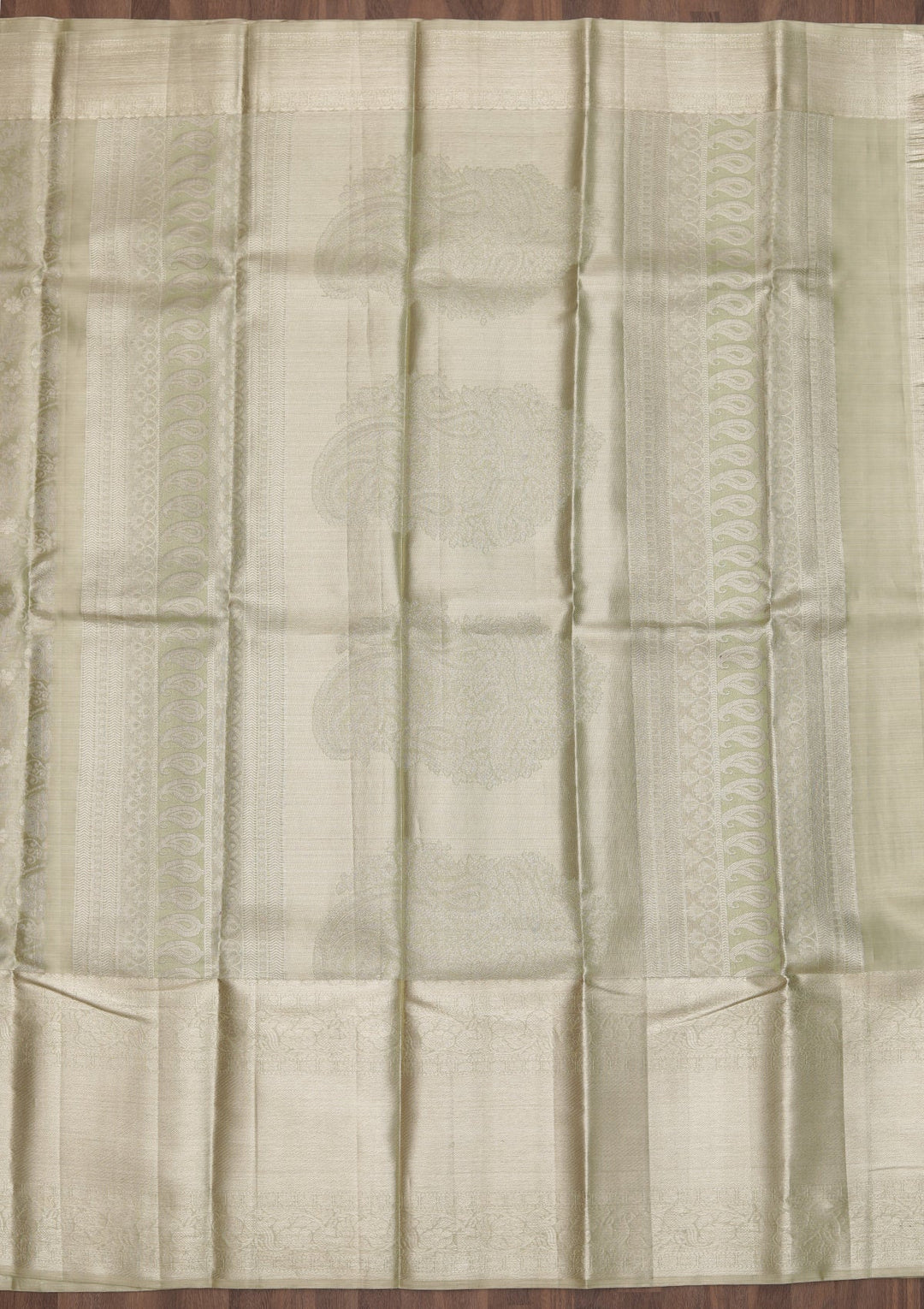 Pista Green Zariwork Pure Silk Saree-Koskii