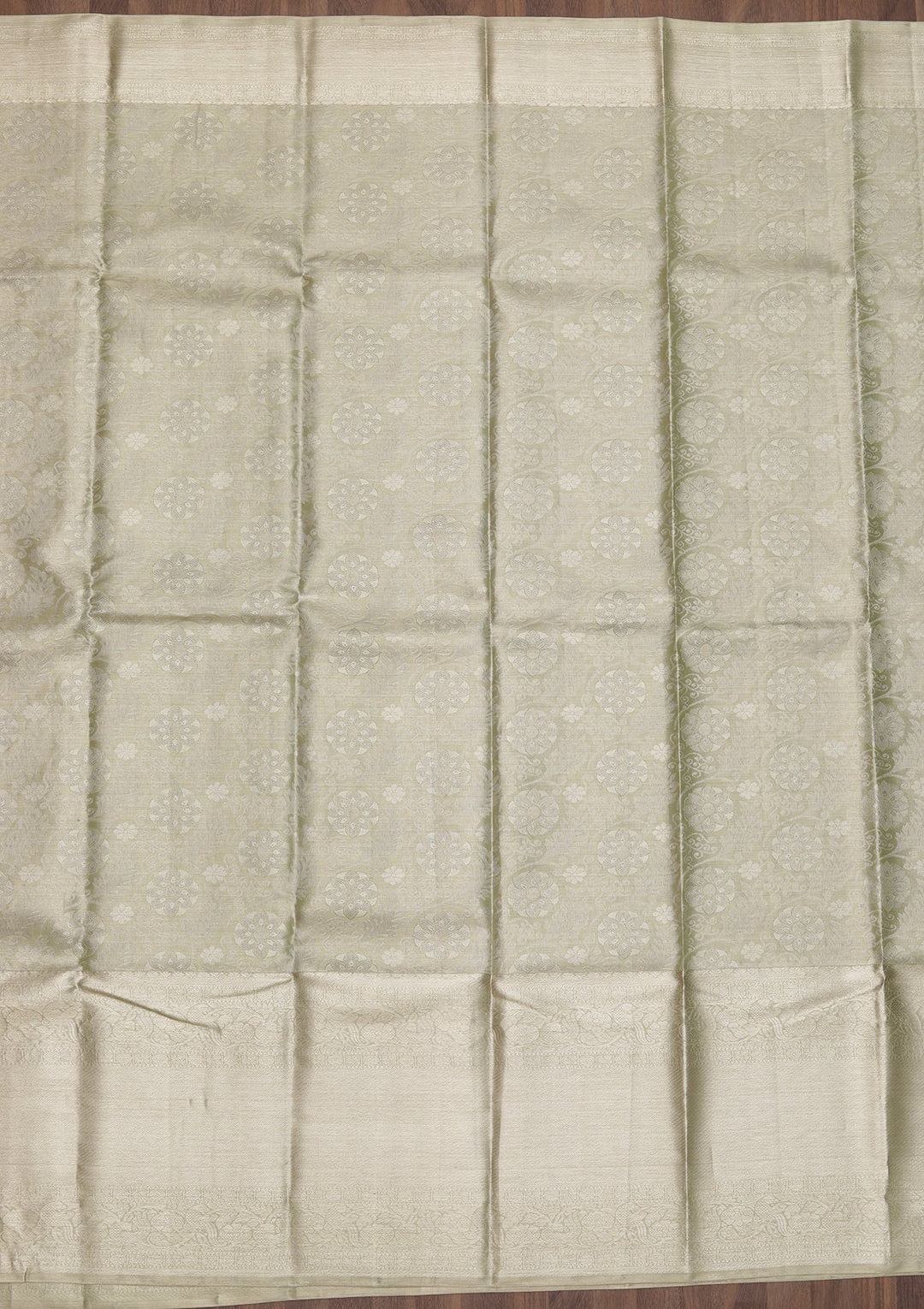 Pista Green Zariwork Pure Silk Saree-Koskii