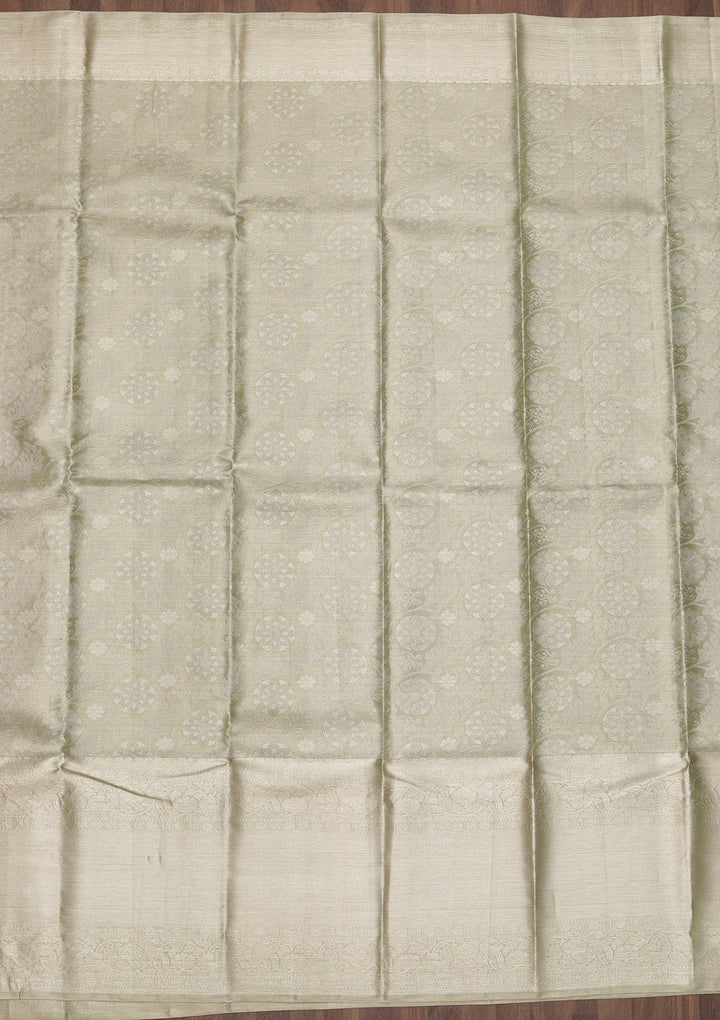 Pista Green Zariwork Pure Silk Saree-Koskii