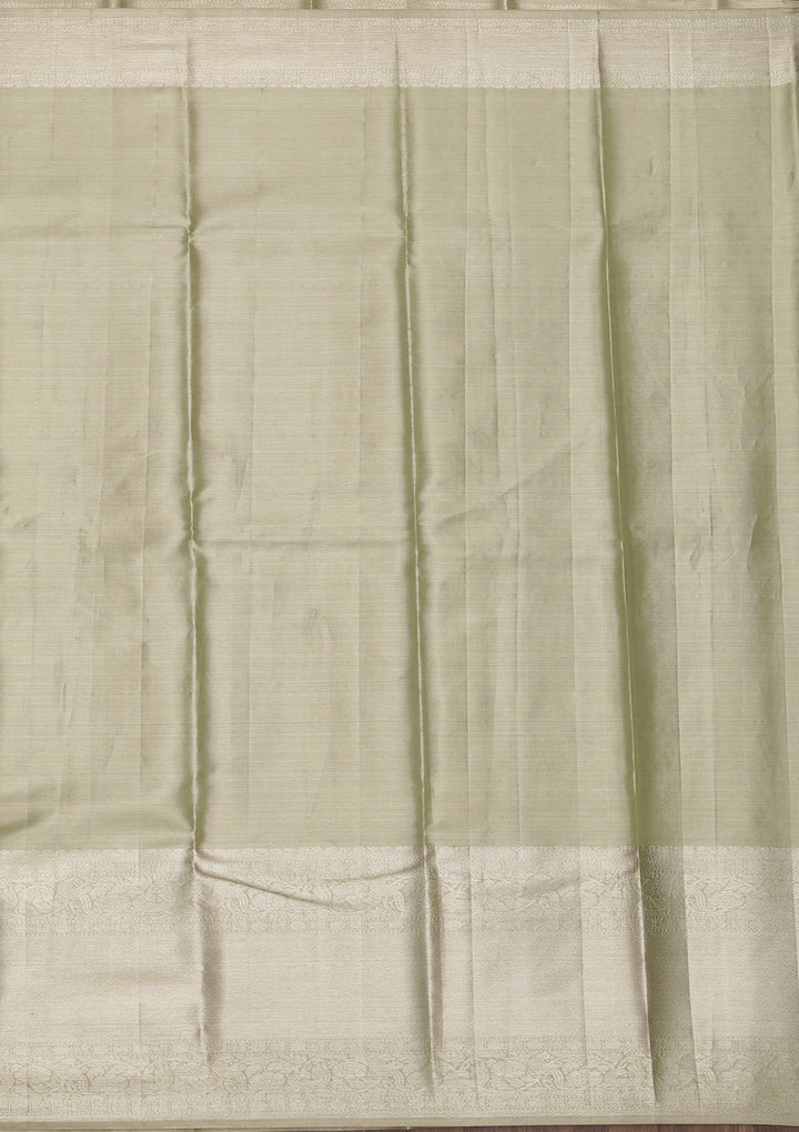 Pista Green Zariwork Pure Silk Saree-Koskii