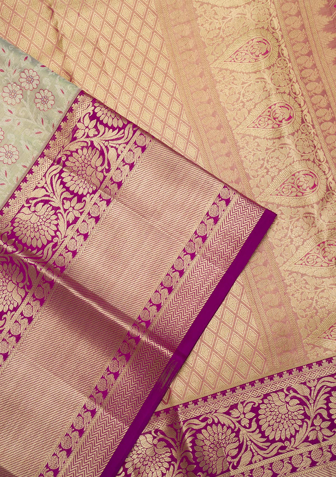 Pista Green Zariwork Pure Silk Saree-Koskii