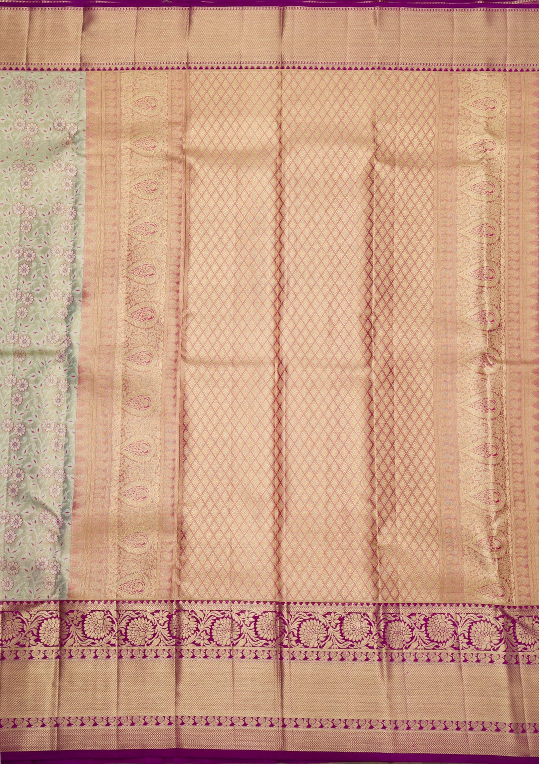 Pista Green Zariwork Pure Silk Saree-Koskii