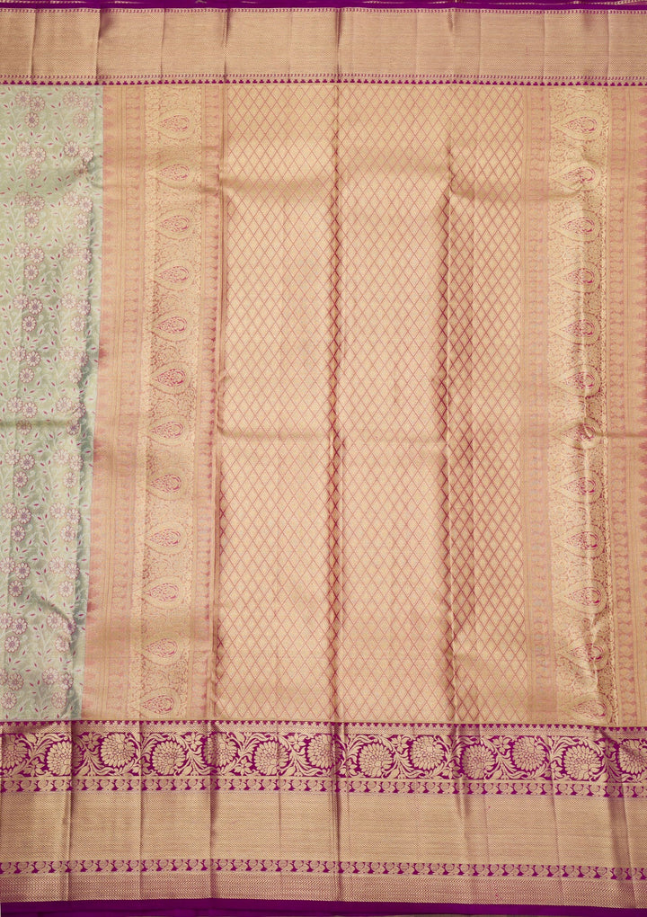 Pista Green Zariwork Pure Silk Saree-Koskii
