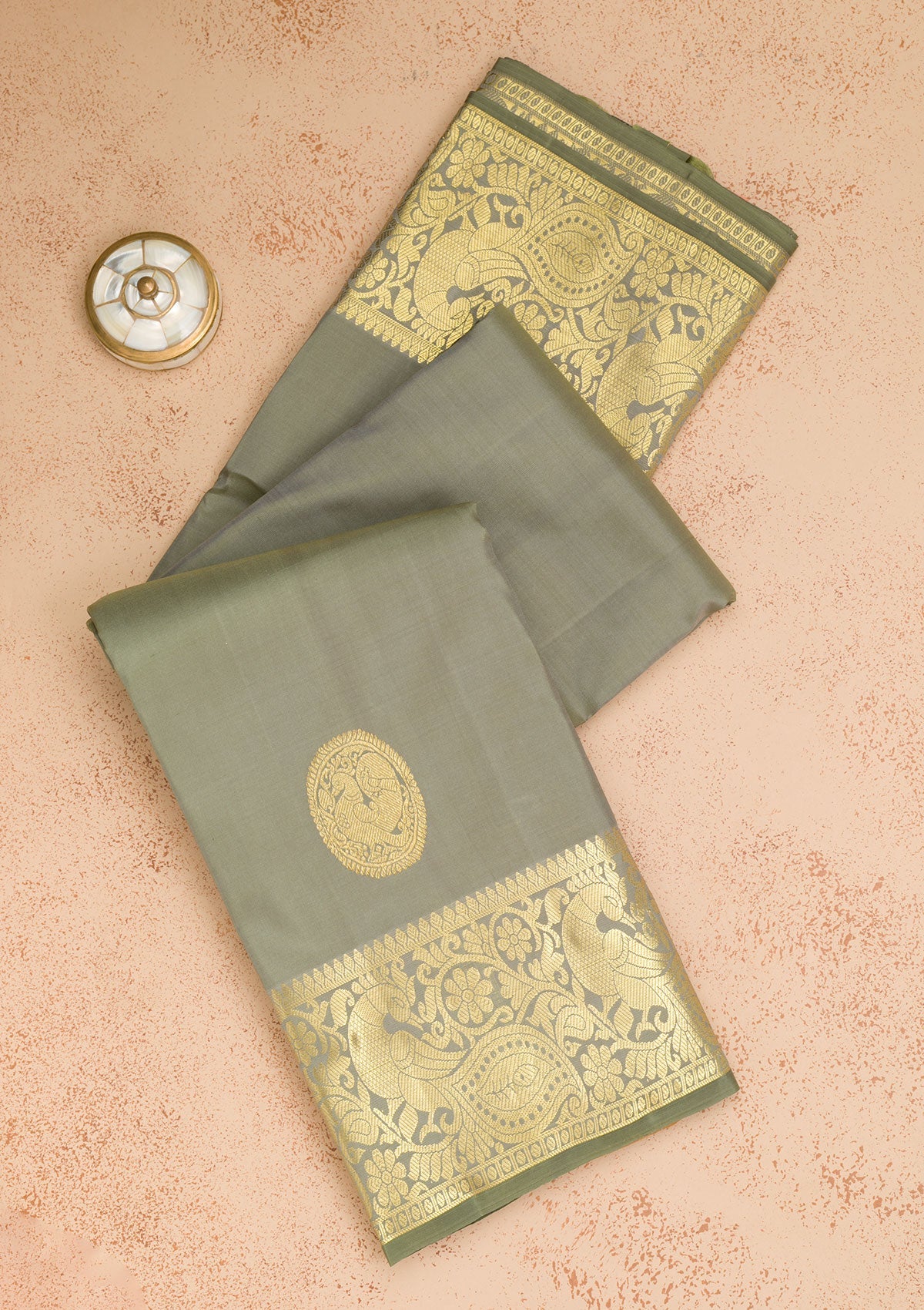Pista Green Zariwork Pure Silk Saree-Koskii