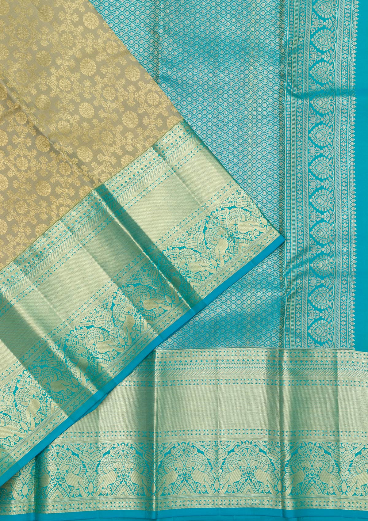 Pista Green Zariwork Pure Silk Saree-Koskii