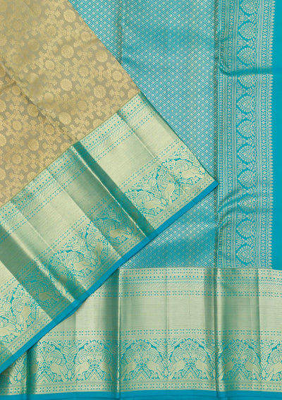 Pista Green Zariwork Pure Silk Saree-Koskii