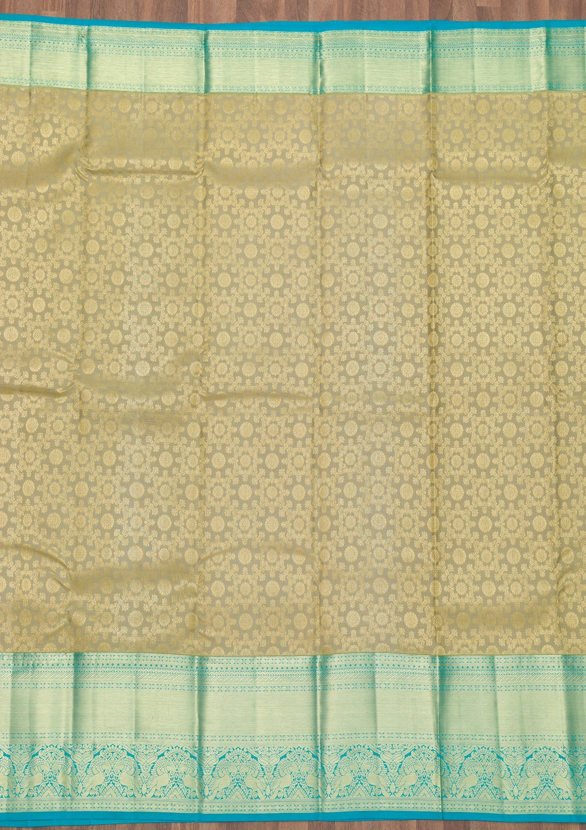 Pista Green Zariwork Pure Silk Saree-Koskii