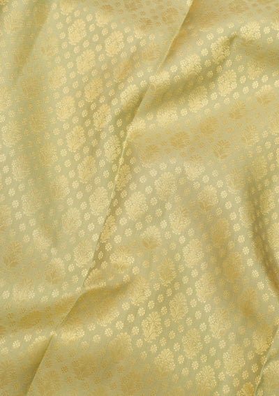 Pista Green Zariwork Pure Silk Saree-Koskii