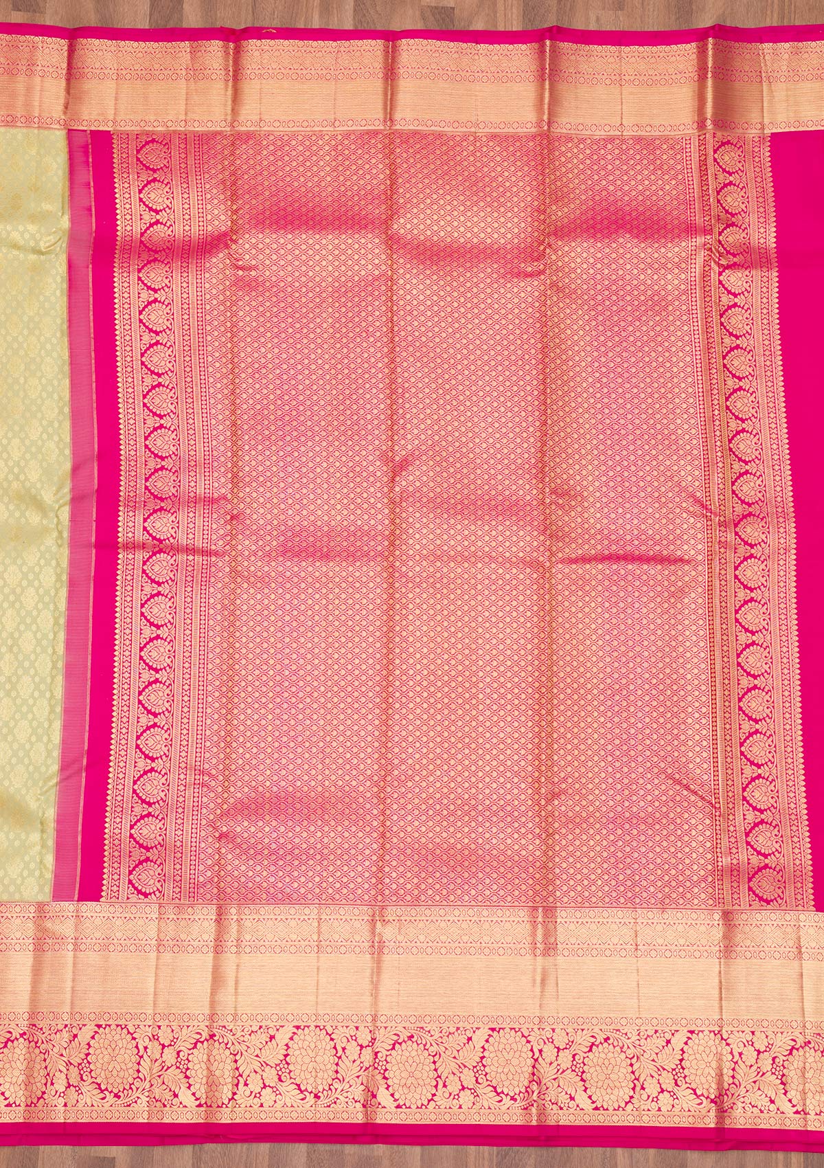Pista Green Zariwork Pure Silk Saree-Koskii