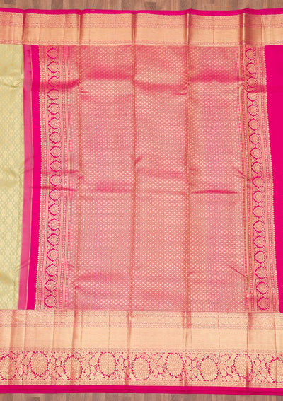 Pista Green Zariwork Pure Silk Saree-Koskii