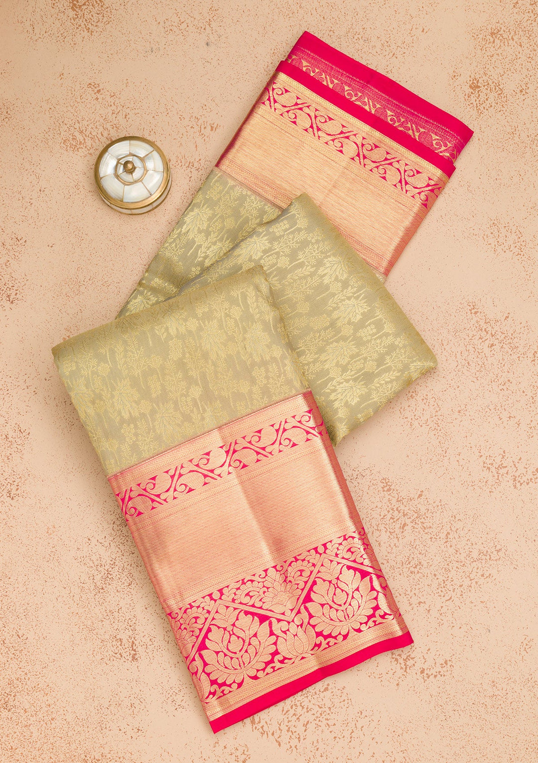 Pista Green Zariwork Pure Silk Saree-Koskii