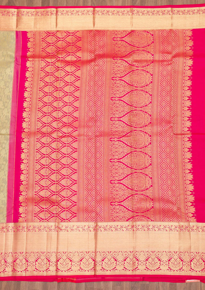 Pista Green Zariwork Pure Silk Saree-Koskii