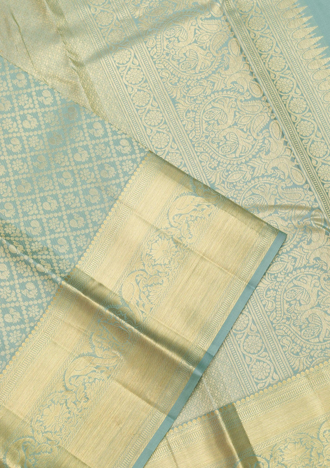 Pista Green Zariwork Pure Silk Saree-Koskii