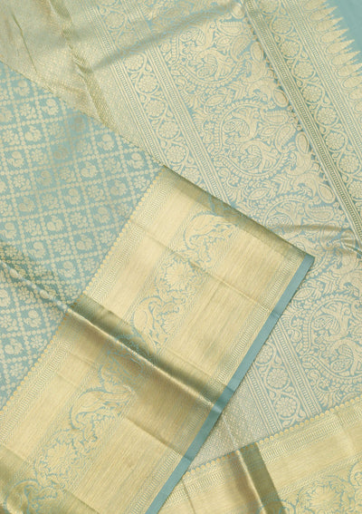 Pista Green Zariwork Pure Silk Saree-Koskii