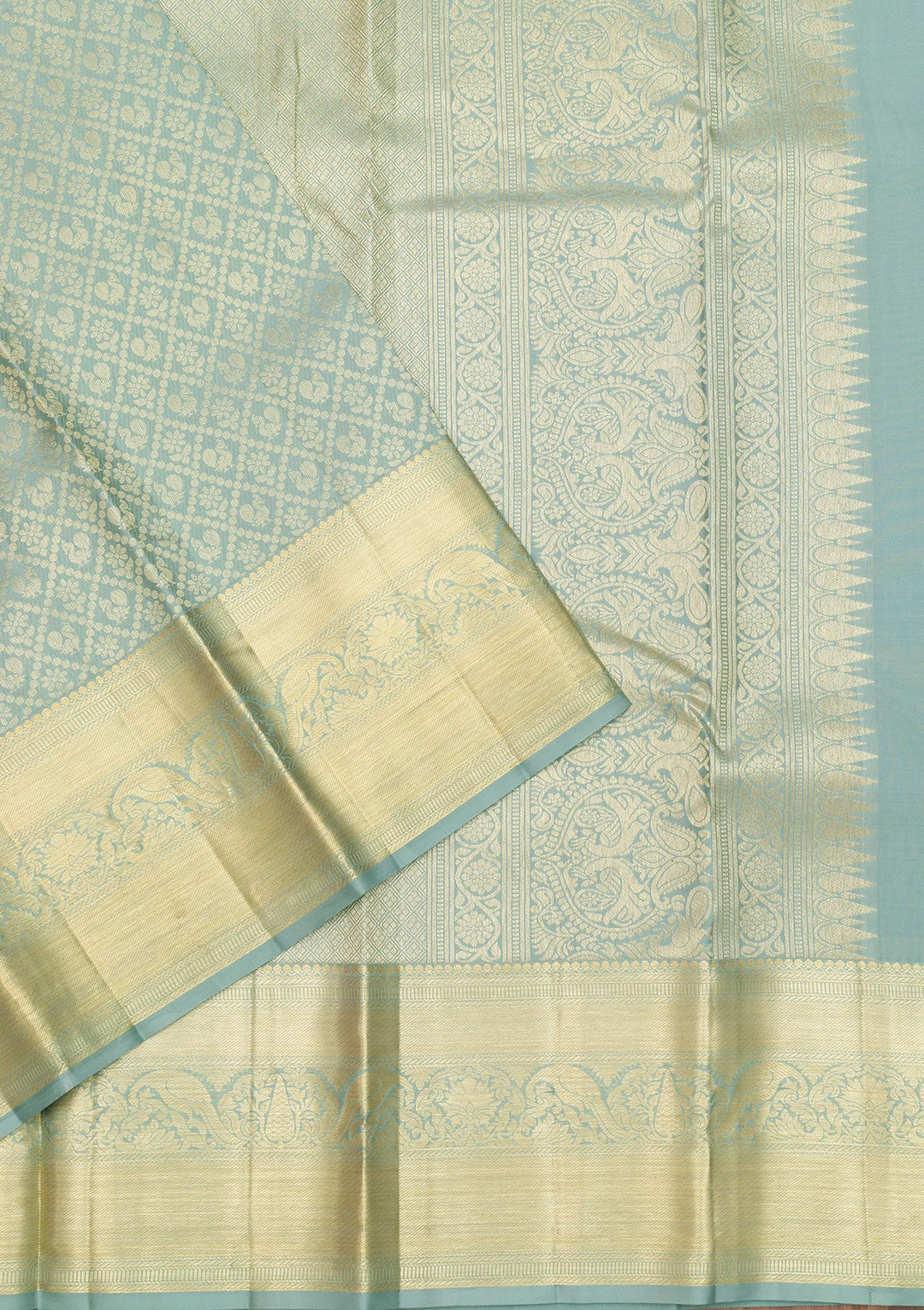 Pista Green Zariwork Pure Silk Saree-Koskii